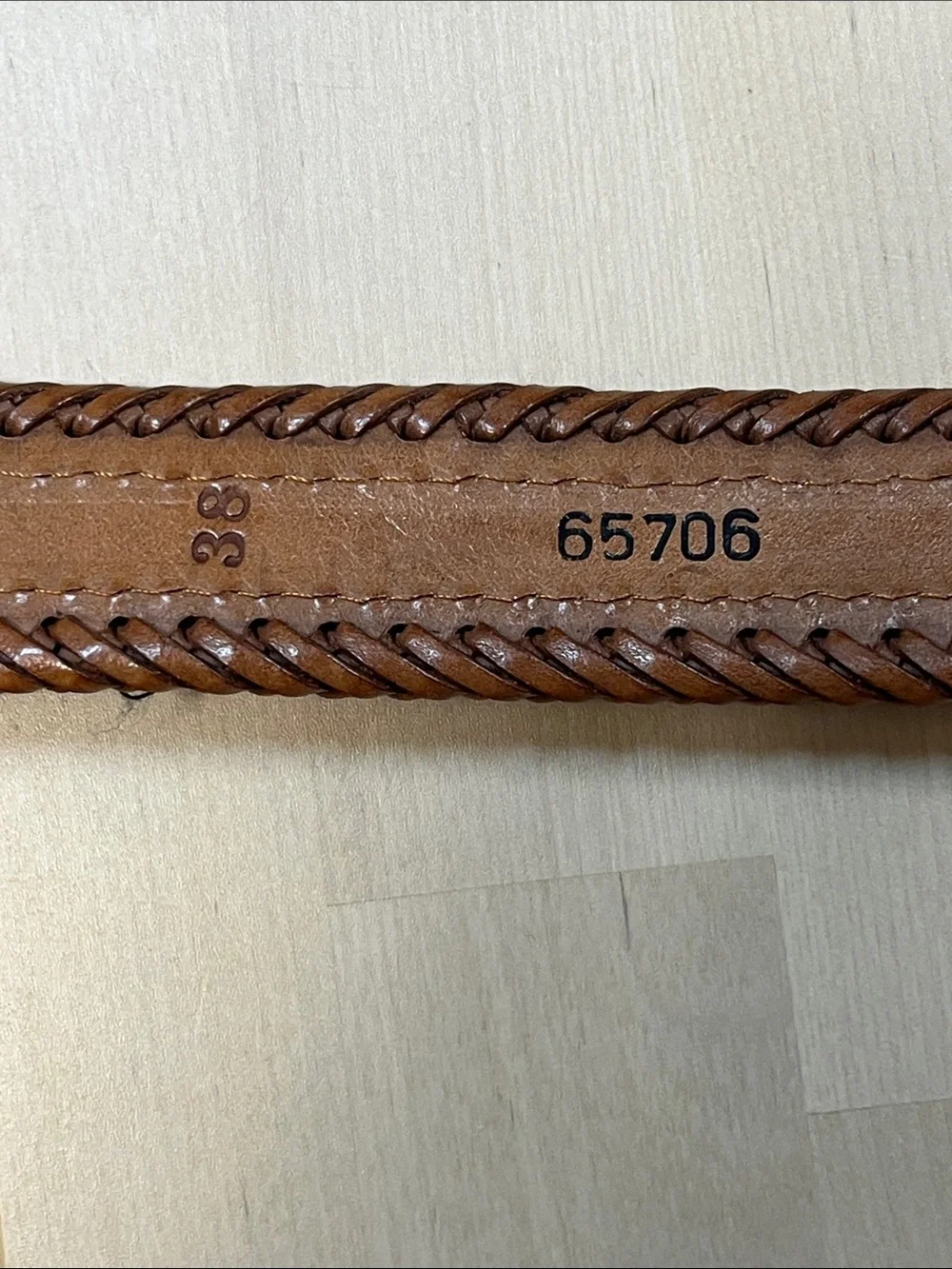 Brown Leather & Decorative Beaded Belt w/ Silver Hardware Men’s Size 38